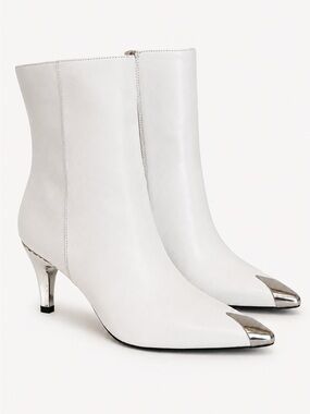 Jeffrey Campbell Mod White Ankle Boots Chrome Toe Size 5